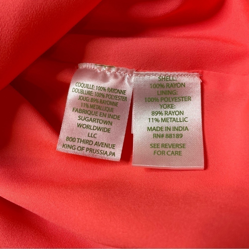 Lilly Pulitzer Rachelle Coral Gold Racerback Pom Pom Swing Dress Size Small - Picture 14 of 15